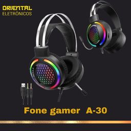 Título do anúncio: Fone de ouvido gamer AOaS AS-60 preto com luz rgb LED