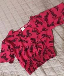 Título do anúncio: Blusa camisa cropped rosa zebra renner