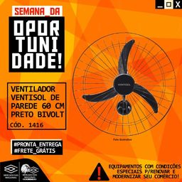 Título do anúncio: Ventilador Ventisol De Parede 60 Cm Preto Bivolt Novo Frete Grátis