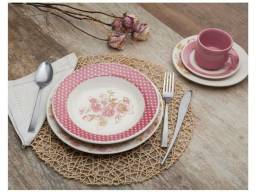Título do anúncio: <br>Aparelho de Jantar Chá 30 Peças Biona - Cerâmica Redondo Rosa Donna