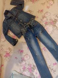 Título do anúncio: Conjunto calça e jaqueta jeans 6 anos