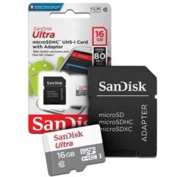Título do anúncio: Cartão de Memória 16GB SanDisk Ultra Microsdhc C10 uhs-i 80MB/s