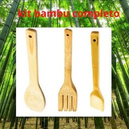 Título do anúncio: Colher 3 Peças De Bambu Kit 