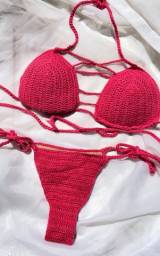 Título do anúncio: Biquíni crochê rosa pink 