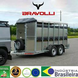 Título do anúncio: Carretinha BRAVOLLI ' MT Reboque transporte Carga viva, cavalos, boi 