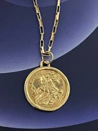 Título do anúncio: Corrente de ouro Cartie caixote com pingente São Jorge .
