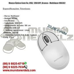 Título do anúncio: Mouse Óptico Com Fio, USB, 1200 DPI, Branco - Multilaser MO302 em são luís ma