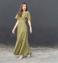 Título do anúncio: Vestido Marrocos - Verde Oliva (P) - Rebeca Nemer Brand