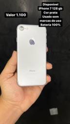Título do anúncio: Disponível iPhone 7 128 gb bateria 100% cor prata 