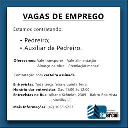 Título do anúncio: Servente de pedreiro, Joinville/SC