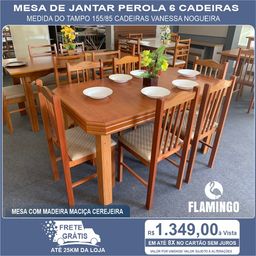 Título do anúncio: Mesa de Jantar Perola  6 Cadeiras Lorena Nogueira medida do tampo 155X85