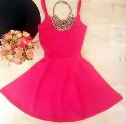 vestido rosa rodado curto