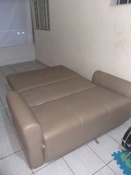 Título do anúncio: Sofa cama sofá couro original perfeito nude bege