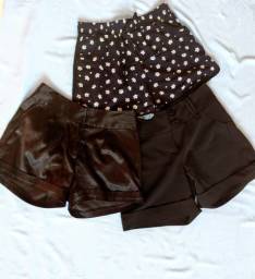 Título do anúncio: Conjnt. Shorts pretos, cetim, malha e algodão