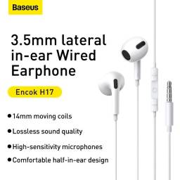 Título do anúncio: Fone De Ouvido Com Fio Intra-Auricular Baseus H17 Encok 3,5mm - Lacrado (Branco)