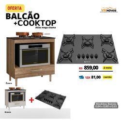 Título do anúncio: Fogão cooktop Atlas mega chama com balcão de 80cm