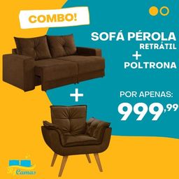 Título do anúncio: Sofá Pérola  Retratil + Poltrona - Super Oferta
