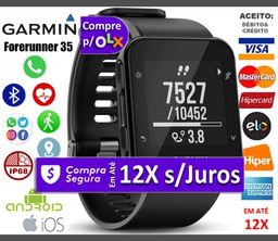 Título do anúncio: Smartwatch Garmin Forerunner 35 42mm 10% Off ou 12X s/ Juros GPS, BT, Novíss, Cx, NF, Gar