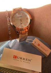 Título do anúncio: Kit relógio Curren feminino original + pulseira de prata 925 italiana garantia vitalícia 