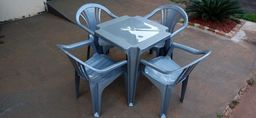 Título do anúncio: Jogo de mesa e cadeiras plástica tipo poltrona cor Inox 