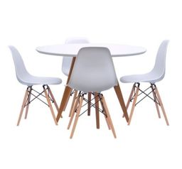 Título do anúncio: Conjunto de Mesa e 4 Cadeiras Brancas Eames Eiffel