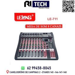 Título do anúncio: Mesa De Som Lelong 711 Bluetooth Usb Mixer Mp3 Digital 8 Canais + Brinde