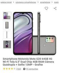 Título do anúncio: Vende ou troco Motorola G20 64 GB novo 