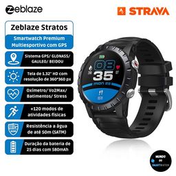 Título do anúncio: Smartwatch Zeblaze Stratos com GPS À Prova D'água 5ATM Tipo Garmin Original