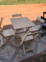 Título do anúncio: Jogo mesa dobrável em madeira, 70x70cm 