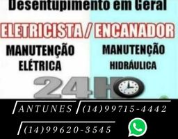 Título do anúncio: Eletricista- Encanador-Desentupidora 24horas Bauru