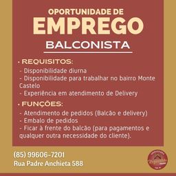 Título do anúncio: Vaga para Balconista em Churrascaria