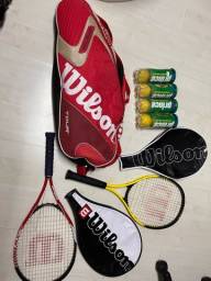 Título do anúncio: Bolsa Wilson + 2 raquetes Wilson + 12 bolas 