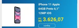 Título do anúncio: iPhone 11 Apple 64gb Preto 6,1'