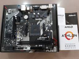 Título do anúncio: Kit placa  Asrock A320m HDV com processador Atlon 3000G 