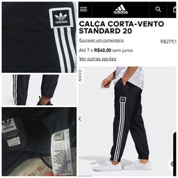 calça adidas corta vento standard preta