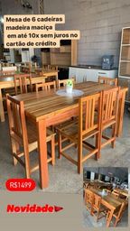 Título do anúncio: Mesa de madeira maciça com 6 cadeiras vários modelos 