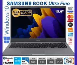 Título do anúncio: Notebook Samsung Intel Core i3 8GB, 1TB, Tela 15.6", Semi Novo, Nota, Gar, Troco
