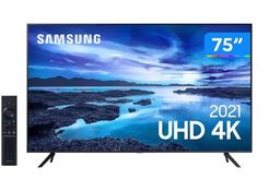 Título do anúncio: 12x562 Smart TV Samsung 75 4K UHD alexa controle unico wifi Nova com NF - 9.91.57.92.17