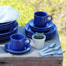 Título do anúncio: Vendo 1 Aparelho de Jantar e Chá 20 Peças Biona Donna Azul 