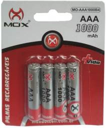 Título do anúncio: Pilha Recarregável AAA 1000 mAh Mox Mo-AAA1000 Com 4 unidades Original mox