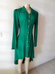 Título do anúncio: Vestido bata verde - veste P e M (38) com amarração nas costas!