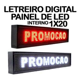 Letreiro digital p10 interno 1x20 promo��o - branco - azul - vermelho