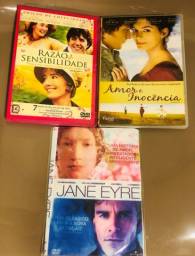 Título do anúncio: 3 DVDs (Filmes: Jane Eyre; Razão e Sensibilidade; Amor e Inocência)