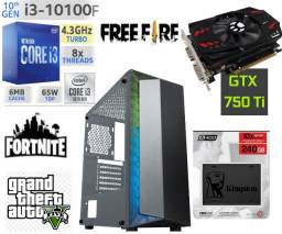 Título do anúncio: PC Gamer i3 10100F 8 Threads + GTX 750ti + Fonte 500w + 240gb ssd (Novo com NF e garantia)