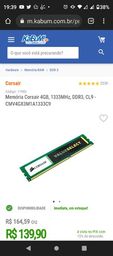 Título do anúncio: Memória RAM DDR3 4GB, CORSAIR X2