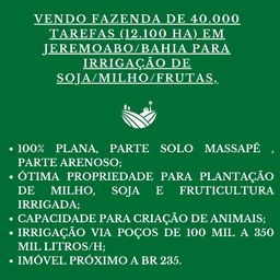 Título do anúncio: Fazenda de 12.100 hectares no lençol freático de Jeremoabo/Bahia,100% plana