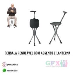 Título do anúncio: Bengala regulável c assento e lanterna 