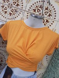 Título do anúncio: Blusa Cropped Amarelo NOVA -  Tamanho M