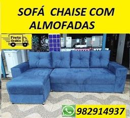 Título do anúncio: Frete Gratis!!Lindo Sofa Chaise +3 lugares com Almofadas Novo Apenas 799,00