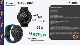 Título do anúncio: Smartwatch Amazfit T-Rex Pro | Versão Global | Xiaomi | Frequência cardíaca | XonGeek